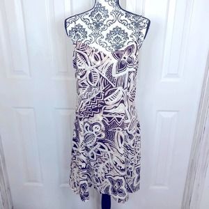 DBY brown and cream Hawaiian floral print mini dress medium